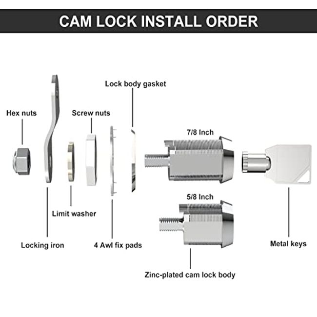 6 Pcs Mailbox Lock, 5/8inch Cabinet Locks And Cam Locks For Toolbox Keyed  Alike, Secure Drawer And