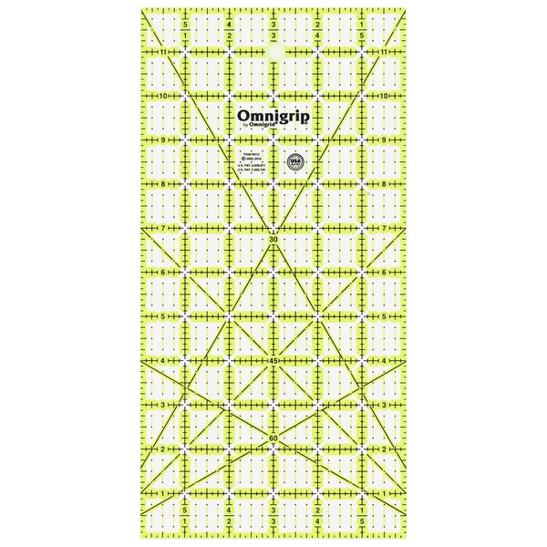 Prym - Prym Omnigrip Transparent Plastic (6x12inch) Non-Slip Patchwork Ruler with Green Color Markings - 1 Piece