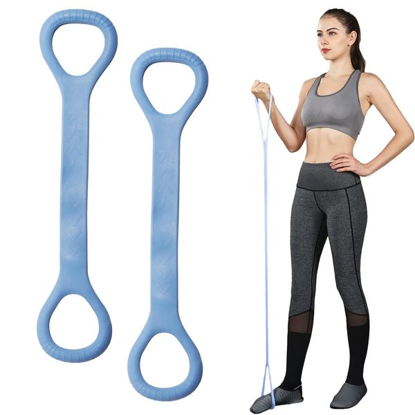 GW Box 2 Pack Figure 8 Resistance Band Set Elastic Exercise Band for Women and Men Arm Back Shoulder Stretch Band for Home Gym Workout (Blue)