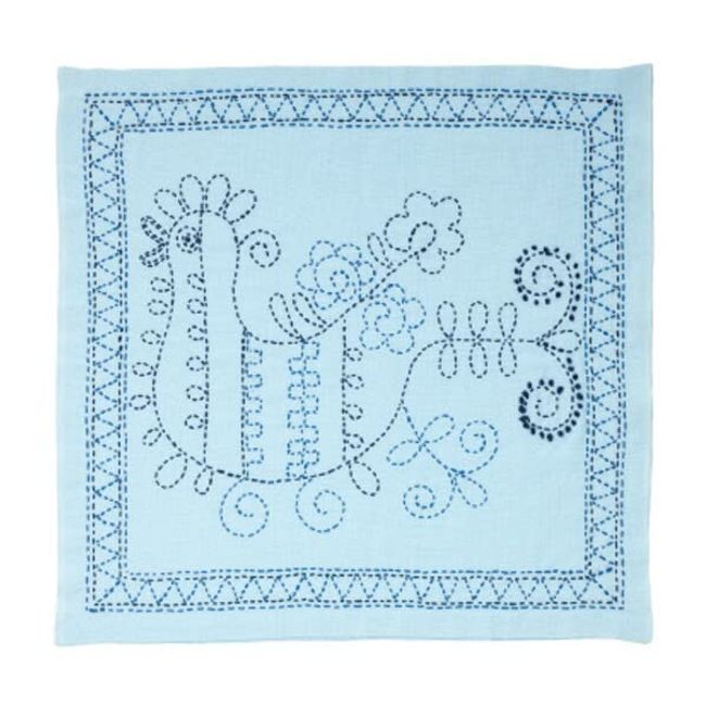 刺si子 Flower Dish Towel Kit Sashiko World Russia Blue Flowers and Chicken KSW – 013