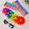Fvomye Flower Crown Headband with Rainbow Fishnet Gloves Rainbow Sunglasses LGBT Gay Pride Fancy Dress Accessories, One Size