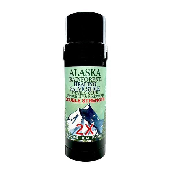 Snowy Summit Alaska Rainforest 2X Salve Stick - Salve for Dry Skin & Joint Relief - Natural Salve for Soothing Skin with Gentle Aroma - Body & Hand Salve - Muscle Rub Alaskan Devil’s Club Oil