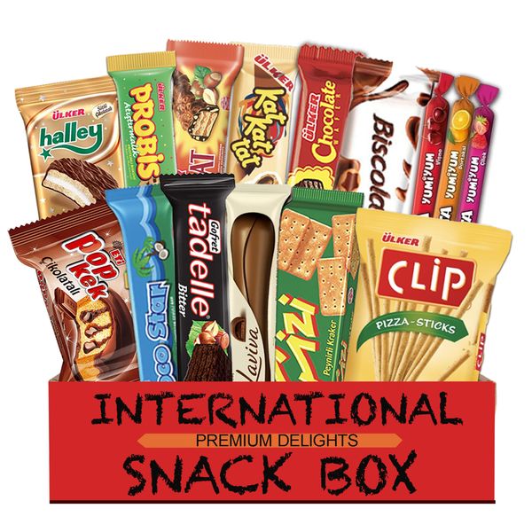 Troy International Snack Box, Foreign and Exotic Snacks Included European Chocolates, Candy, Cookies, Snacks Variety Pack for Adults and Kids, Turkish Snacks Box, Foreign Candy Gift Box, Healthy Snacks Box from Around the World. 1.7 Lb.