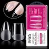 INPING Soft Gel Full Cover Nail Tips, 240PCS Medium Almond + Short Square Clear Gel Nails Tip Extensions Break Resistant Pre-Shaped Mix Acrylic Fake Nails for French Manicure Nail Salons, 12 SIZES
