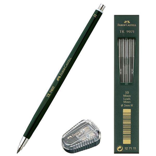 TK® Pencil Sharpener with Collection Container + TK9071 Leads H + TK9400 Pencil