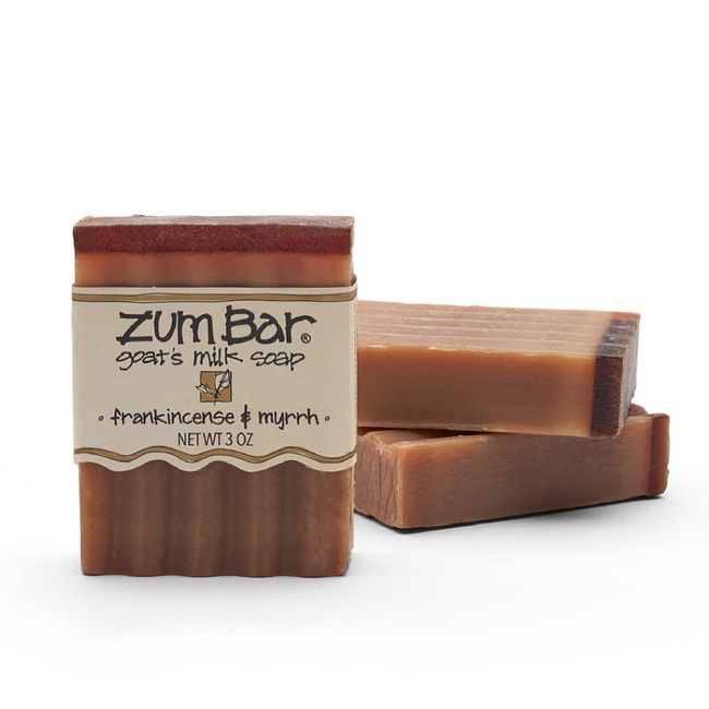 Indigo Wild Zum Goat's Milk Soap Bar - Bar Soap for Hands & Body Made with Essential Oils - 3 oz - Frankincense & Myrrh (3 Pack)