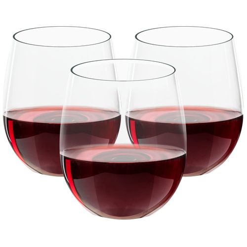 FOCUSLINE 32 Pack Plastic Wine Glasses Stemless, 12 Oz Crystal Clear Disposable Wine Cups, Reusable Plastic Wine Glasses for Parties Weddings, Shatterproof Recyclable and BPA-Free