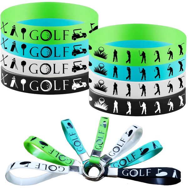 24PCS Golf Party Favors Set -Golf Rubber Bracelets Sport Silicone Wristbands Keychains/Keyrings Party Supplies Decorations Birthday Baby Shower Party Prize