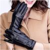Long Keeper Women's Touchscreen Texting Driving Winter Warm PU Leather Gloves (Black)(Size: M)