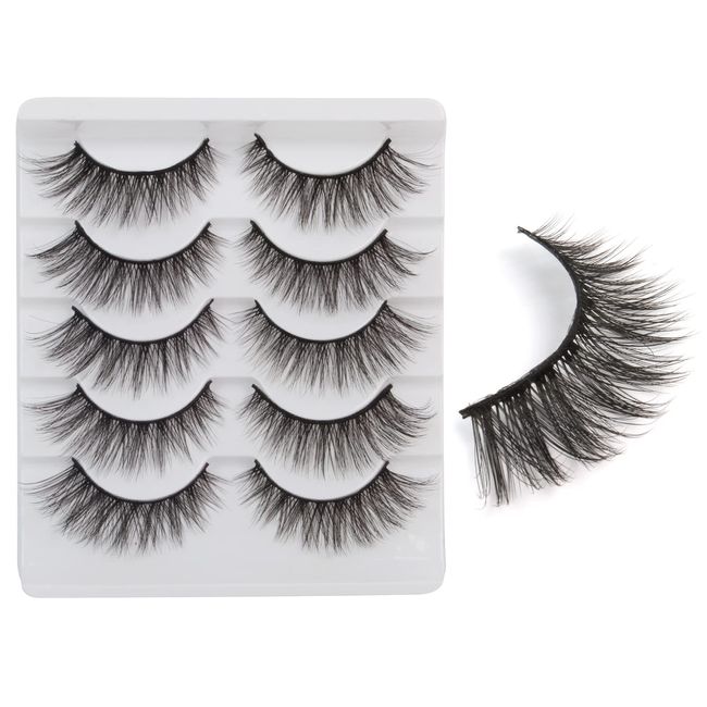 3D Falsche Wimpern, Künstliche Natürlicher Look Verlängerung Fake Wimpern Set Lange Volumen Vegan Wiederverwendbare Handgefertigte Gekreuzte Weich Baumwollband Cateye Fake Lashes Pack Natural