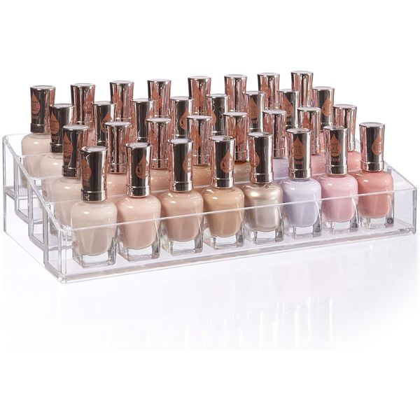 Clear Plastic Multi-Level Vanity Organizer | Rectangular 4-Tier Holder for Makeu