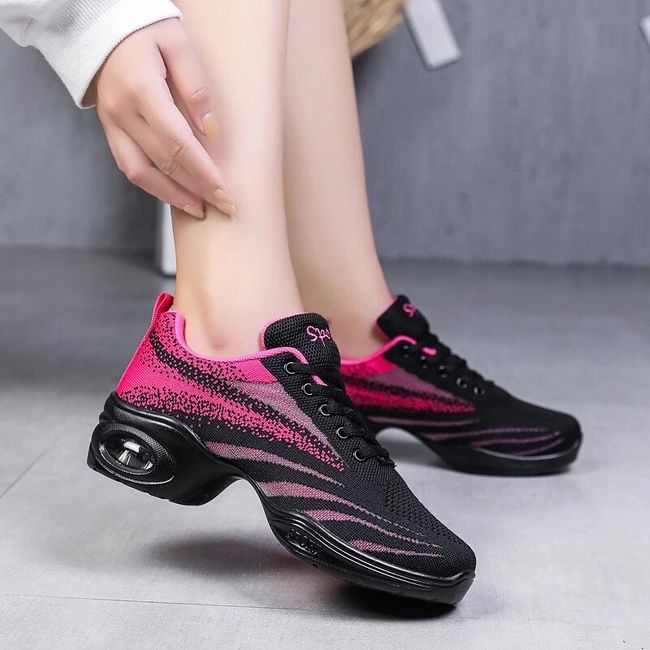  Women's Jazz Shoes Lace-up Sneakers - Breathable Air Cushion  Lady Split Sole Athletic Walking Dance Shoes Platform | Walking