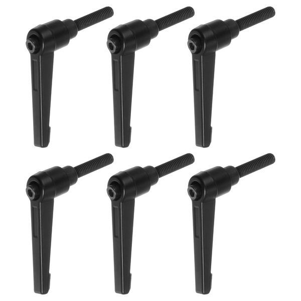 uxcell Adjustable Clamp Lever Handle M6x25mm Male Threaded Stud Bolt Knob Swivel Screw Lock Quick Release Ratchet Push Button Handle Black 6pcs