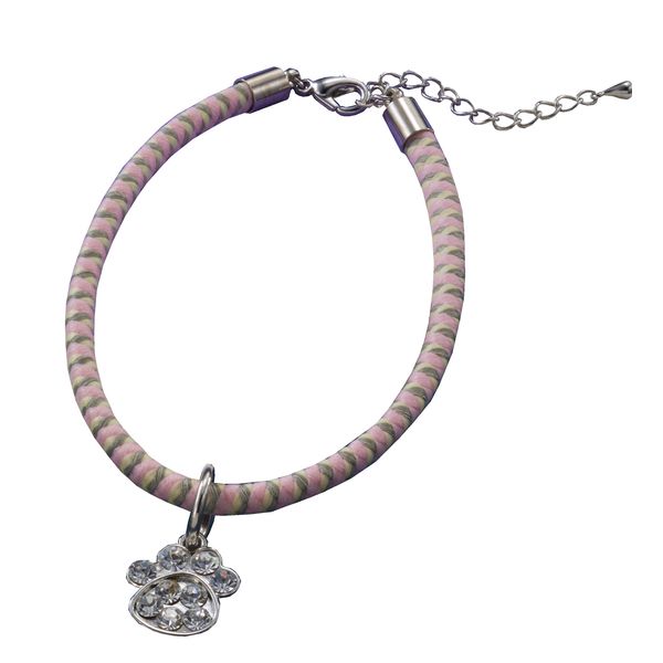 Static Electricity Eliminator Pet Necklace Paw Charm Pink S
