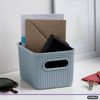 Superio 1.5 L Mini Ribbed Storage Bin- Plastic Storage Basket (Blue, 6 Pack)
