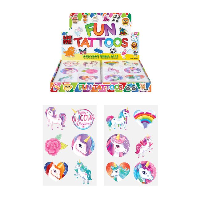 Henbrandt Temporary Tattoo's - UNICORN - 3 packs = 36 Tattoos supplied