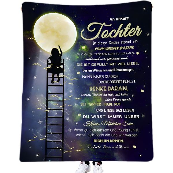 ZQYMM Personalisierte Decke Tochter Geschenke von Mama und Papa, Eltern Tochter Geschenke, Kuscheldecke Flauschige, Witziges Geburtstagsgeschenk für Unsere Tochter, 18 Geburtstag Mädchen
