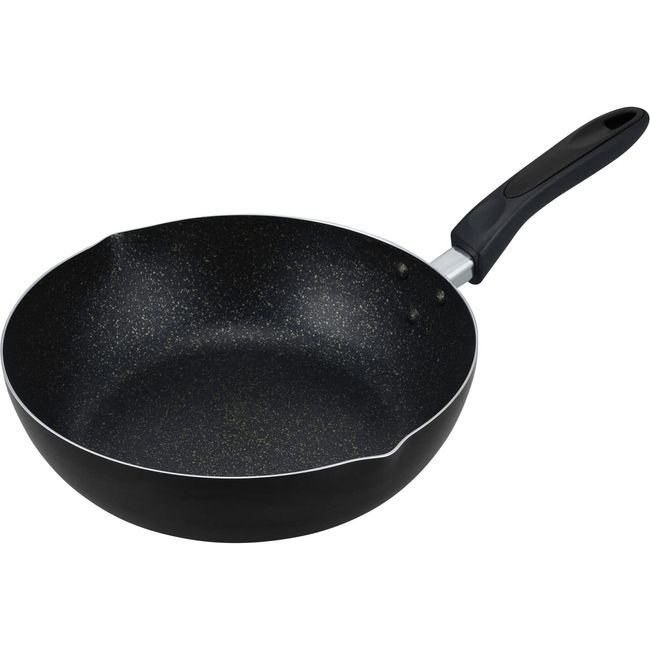 Wahei Freiz RB-2232 Marble Coat, Deep Fry Frying Pan, 11.0 inches (28 cm), Black, Compatible with Induction and Gas