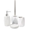 Bathroom Soap and Lotion Dispenser Diamond Stoneware White