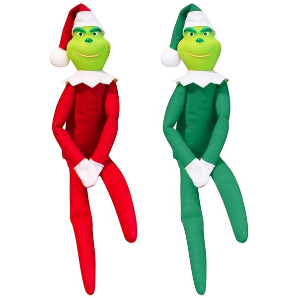 Eholoana 2Pcs Elf Plush Doll,Red and Green Novelty Elf Monster Stuffed Figures Doll Toy,Holiday Tabletop Decorations,Holiday Tree Hanging Decorations,Giving