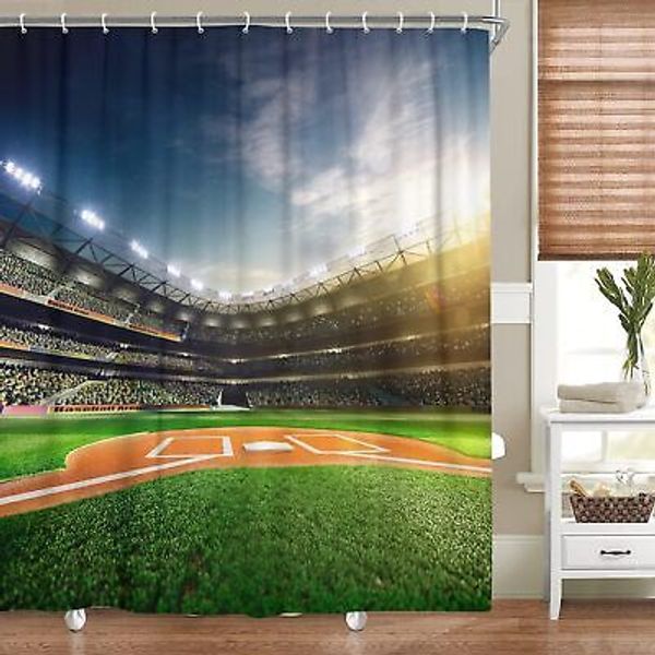 Sports Field Shower Curtain, Professional Baseball Grand 69"X70",