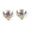 Sterling Silver Lilac Cubic Zirconia Scottish Thistle Stud earrings