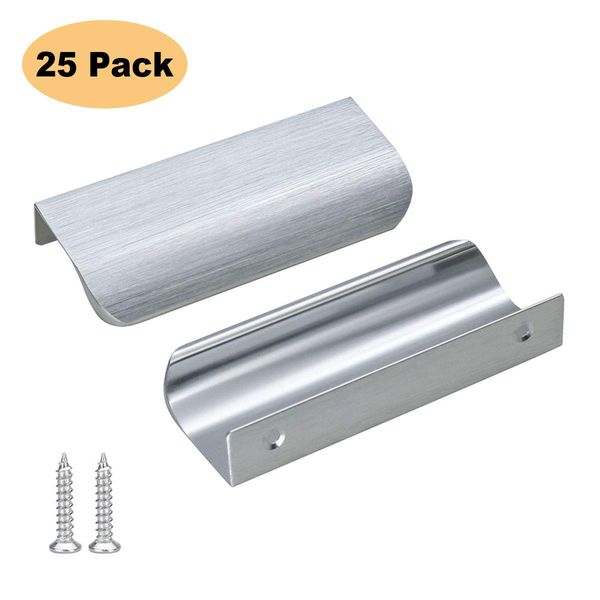 Edge Pull Finger Pull Handle Door Finger Pull -LS7027SNB76 Cabinet Finger Pulls Brushed Nickel Cabinet Finger Pull Round Kitchen Finger Pulls 25Pack