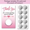 Haizct 50 Pack Pink Thank You Blank Gift Certificate Scratch Off Cards for Small Business, Spa Beauty Makeup Hair Salon, Bridal Shower, Baby Shower, Country Wedding (Thank You CardF), Silver-GK091