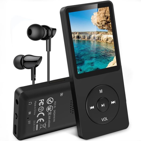 AGPTEK MP3 Player 32GB mit Lautsprecher, 70 Stunden Akkulaufzeit Kleiner und klassischer Sport MP3 mit 1,8 Zoll Bildschirm, FM-Radio, Aufnahme (Ohne Bluetooth), TF-Karte bis zu 128GB, Schwarz