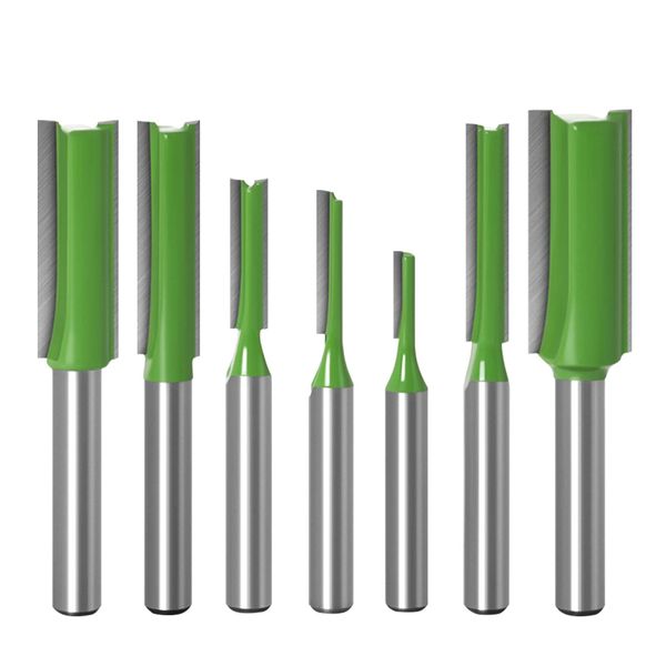 0.2 inch (6 mm) Shaft Trimmer Bit Set of 7 Carbide Blade, Straight Bit, 0.2 inch (6 mm) Shank, For Carpentry, Cutting Tool, Grooving, Router Bit, HZ-MON-STAR