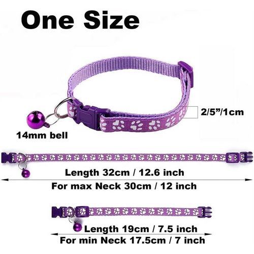 Cat Collar with Bell, 2-Pack Basic & Reflective Cat Collar with Bells for XXS Xs Small Pet Dogs Boy Tiny Kitten Girls Animal,Neck 7-12 Inch (Light Green, Neck 7-12")