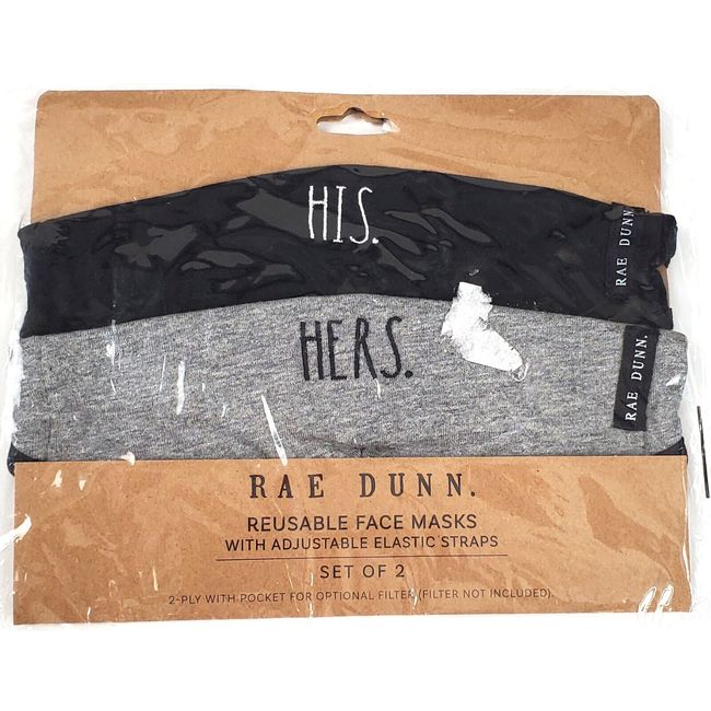 Rae Dunn “HIS & HERS” Face Mask Set