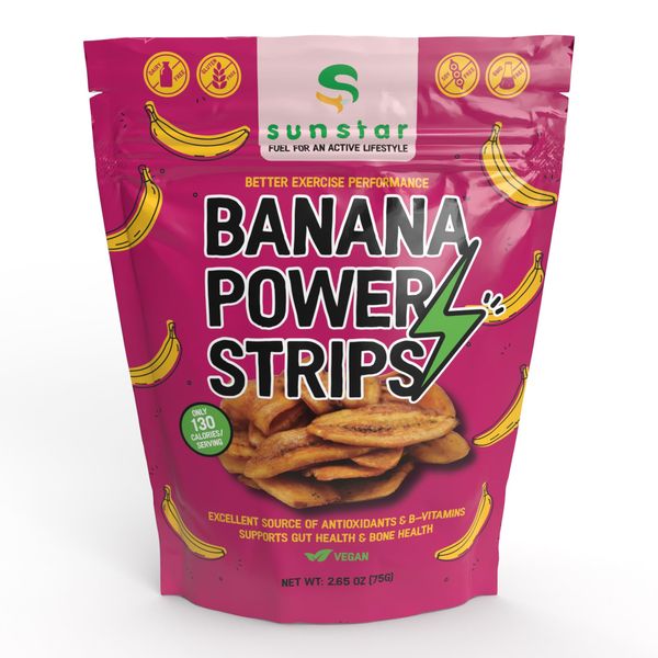 Premium Organic Banana Strips (6-Pack) - Natural Plantain Banana Chips for Energy and Fitness | Pre-Workout and Post-Exercise Snack | Power Up With Just 4 Simple Ingredients | 24g Complex Carbs for Quick Energy | 230g Potassium for Muscle Recovery | High 