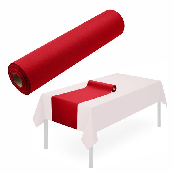 Disposable Table Runner for Dining Table, 16" x 48" 20-Pack Linen-Like Red Paper Table Runners for Party, Wedding Or Event