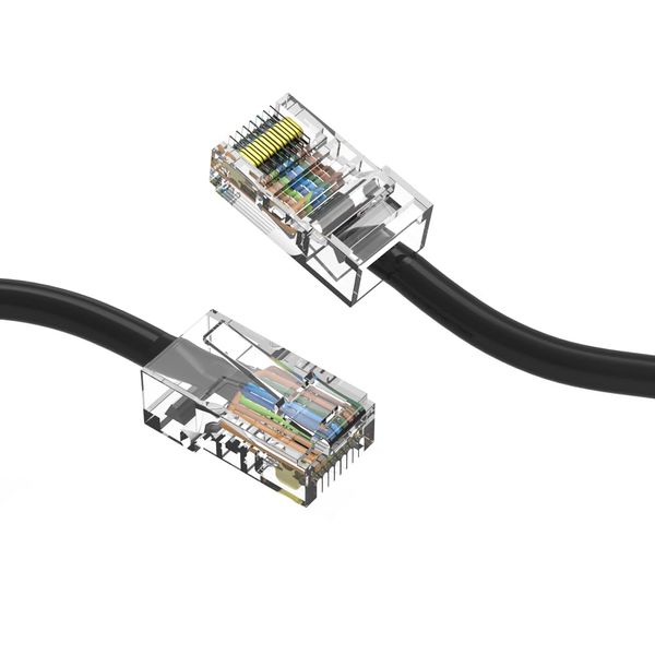 Cat6 Ethernet Cable 550MHZ UTP Bare Copper No Boot Network Patch Cable with Connector – High-Speed Internet Cable LAN Wire for Computer Networks. (1ft, Black)