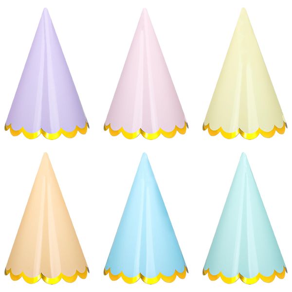 Fairooth 24 Pcs Pastel Birthday Party Hats Colorful Cone Birthday Hats Rainbow Cone Paper Hats with Elastic String for Birthday Baby Shower Bridal Wedding Party Supplies