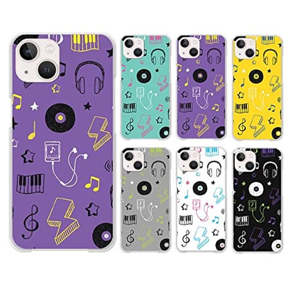 Smartphone Case Clear Case Hard Case Transparent Music Player Record 02: Purple iPhone15 Compatible Case