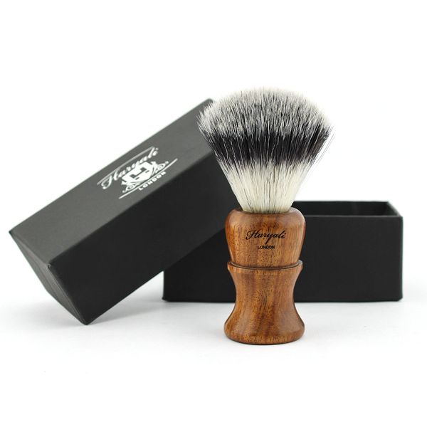 Haryali London Badger Look Synthetic Hair Shaving Brush - Wooden Handle Shaving Brush for Mens Shaving, 1 Count (Pack of 1)