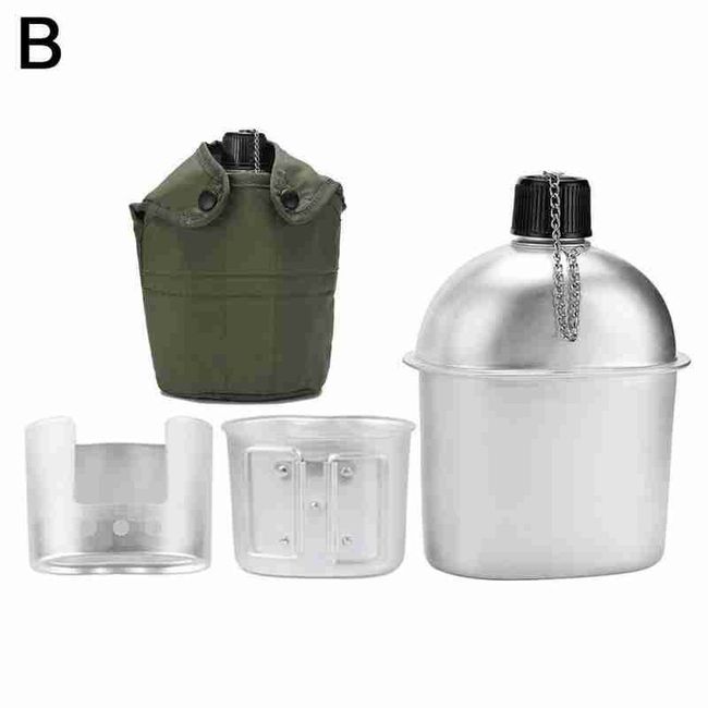 1000ml Camping Hiking Aluminum Army Green Military Canteen Water