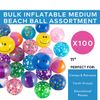 Fun Express Bulk Inflatable 11"" Medium Beach Ball Assortment - 100 Pc. - Toys - 100 Pieces