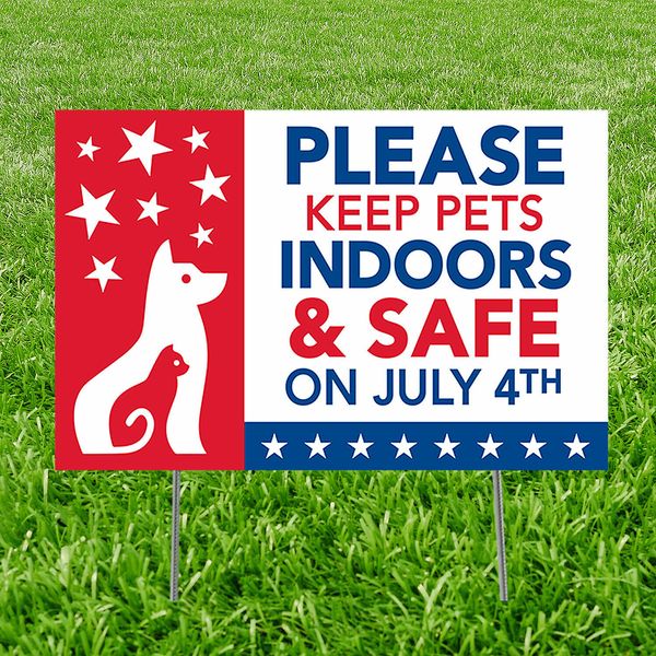 Patriotic Keep Pets Safe Yard Sign, Party Decor, 1 Piece