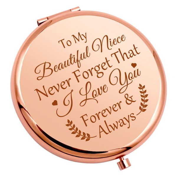 To My Niece Compact Mirror Inspirational Gift Niece Gifts from Aunt Uncle I Love You Gifts for Girls Kids Birthday Gift Ideas Graduation Gifts for Her Travel Makeup Mirror Wedding Gifts from Auntie