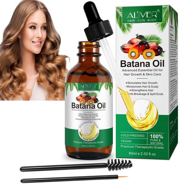 Batana Oil for Hair Growth, 60ml Natural Batana Oil for Healthier Thicker Fuller Hair,Repairs Damaged Hair, for Skin & Hair Care, Eyelashs, Eyebrows, Face, Body Massage Oil