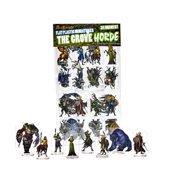 Arcknight Flat Plastic Miniatures: The Grove Horde; 31 Unique Forest-Themed Enemy Minis for DND 5e and Pathfinder; Affordable, Skinny Figurines for Dungeons and Dragons and Other Tabletop RPG Games