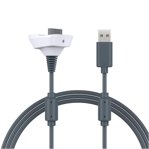MMOBIEL Charging Cable Controller Compatible with Microsoft Xbox 360/360 Slim - Wireless Controller USB Charging Cable Xbox 360 1.5m / 4800mAh - Black