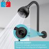 12" S-Shaped Shower Head Extension Arm Riser, Matte Black, High Rise Bathroom 