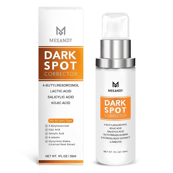 MESANDY Dark Spot Corrector, Dark Spot Remover For Face and Body Serum Formulated with Advanced Ingredient 4-Butylresorcinol, Kojic Acid, Lactic Acid, Salicylic Acid and Licorice Root Extract | Improves Hyperpigmentation, Facial Freckles, Melasma, Brown S