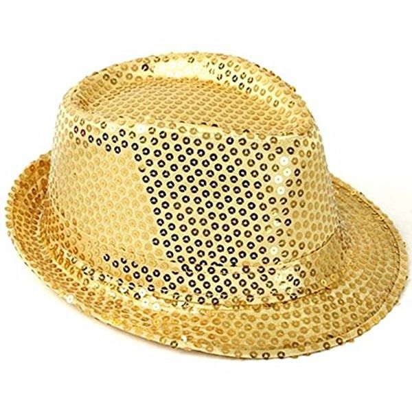 Gold Colour Sequin Gangster Hat.