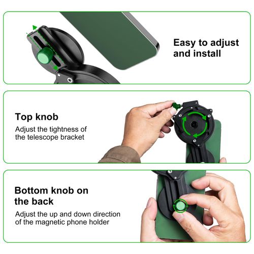 FANAUE Universal Smartphone Digiscoping Adapter, Magnetic Mount for Binoculars, Holder Mount Connecting Smartphone to Telescope Spotting Monocular Microscope,S6 Phone Adapter for Scope