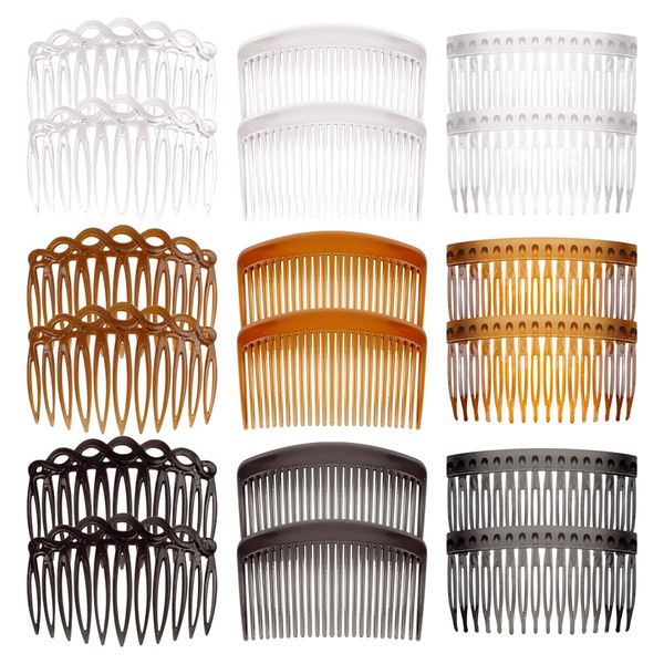 18 Pieces French Side Combs, FHDUSRYO Plastic Side Hair Twist Decorative Comb with Teeth, Hair Combs Slides Hair Clips Accessories for Women Bridal Wedding Veil Girls Thick and Fine Hair